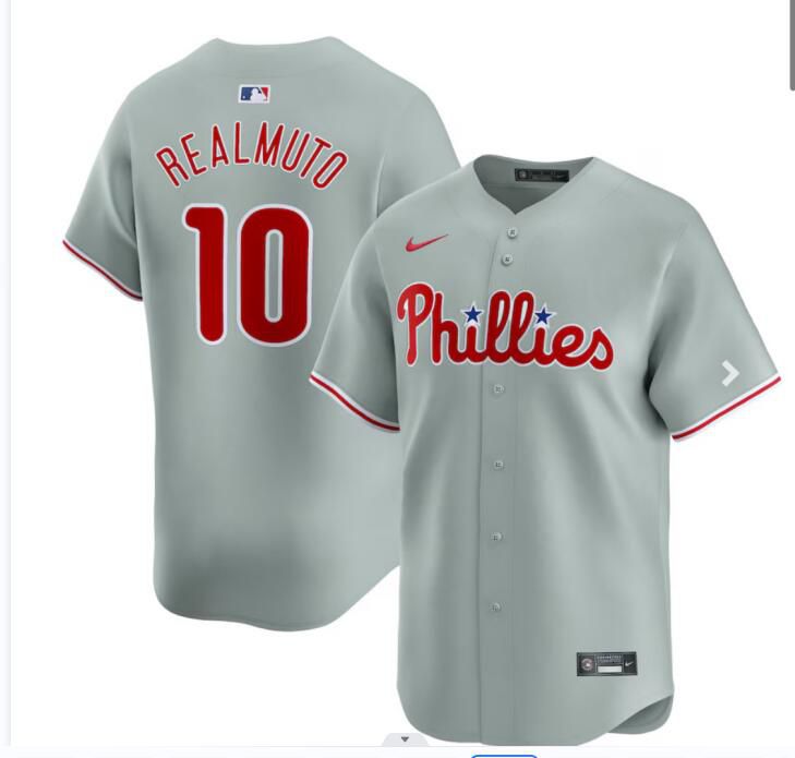 2024 MLB Men Philadelphia Phillies #10 Realmuto Nike grey Home Limited Player Jersey